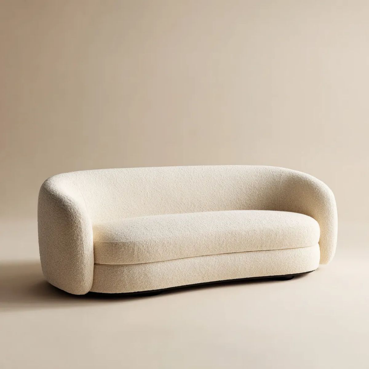 Sofa, 2-osobowa sofa w kremie fotelik tkanina, zaokrąglony kształt, 180 x 88 x 72 cm
