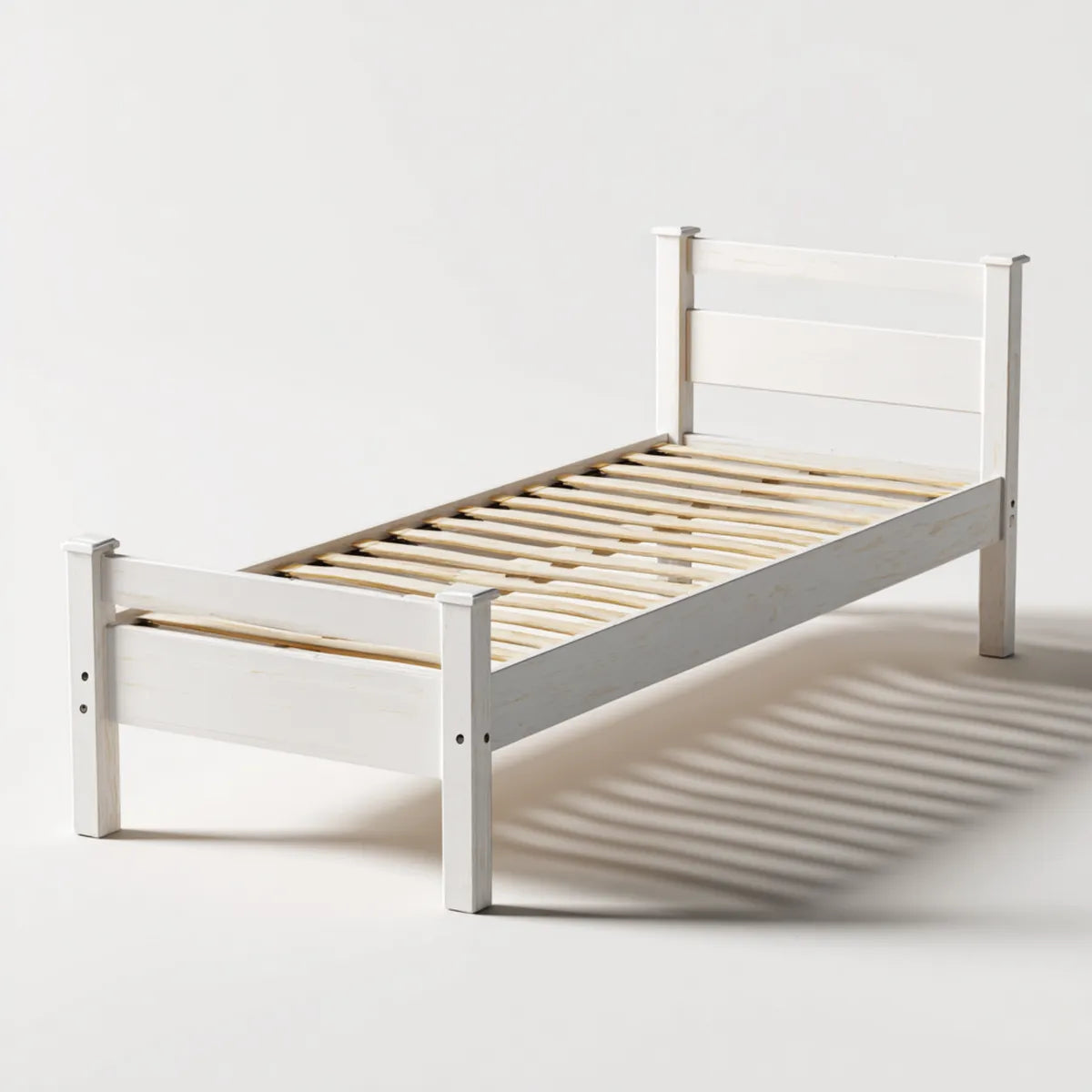 Rama łóżka, Łóżko pojedyncze rama Biała 90 x 200 cm Pine lite drewno prostokątne z ramką pogrubioną