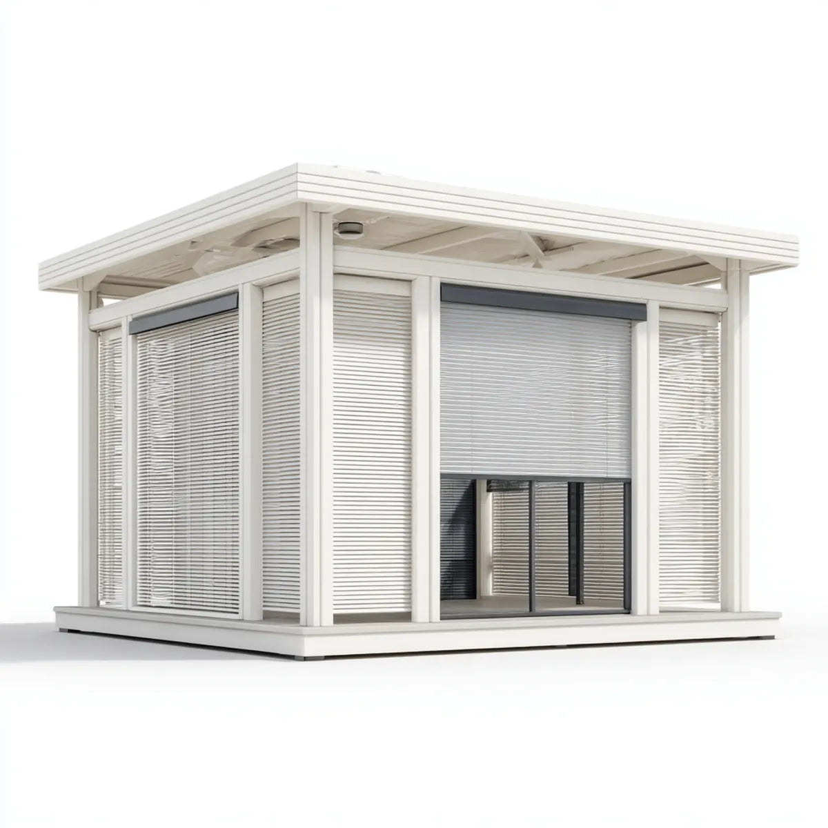 Altana lub pergola, Ogród Gazebo kwadratowy biały 300 x 300 x 270 cm w aluminium z weneckich zasłon