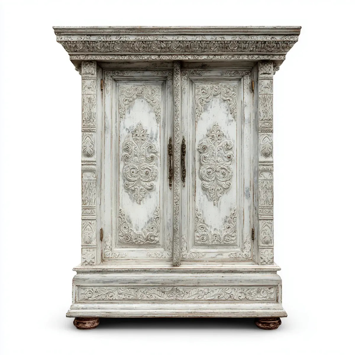 Szafa Biała 120 x 55 x 210 cm z litego drewna prostokątne z 2 drzwiami