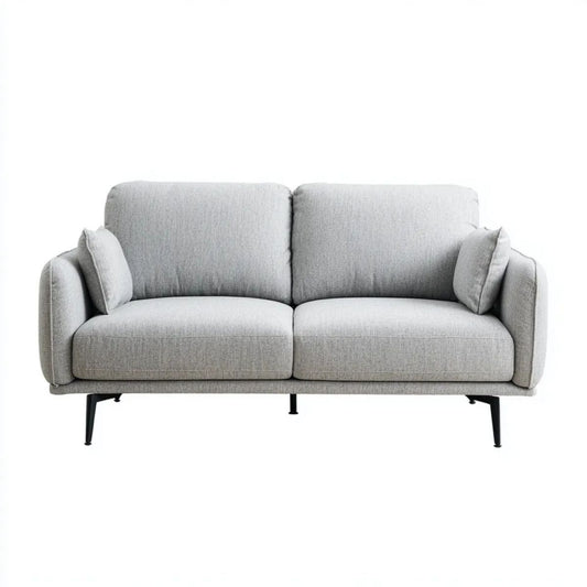Sofa, 2-osobowa sofa w kolorze jasnoszarym poliester z metalową nogą, 180 x 85 x 85 cm