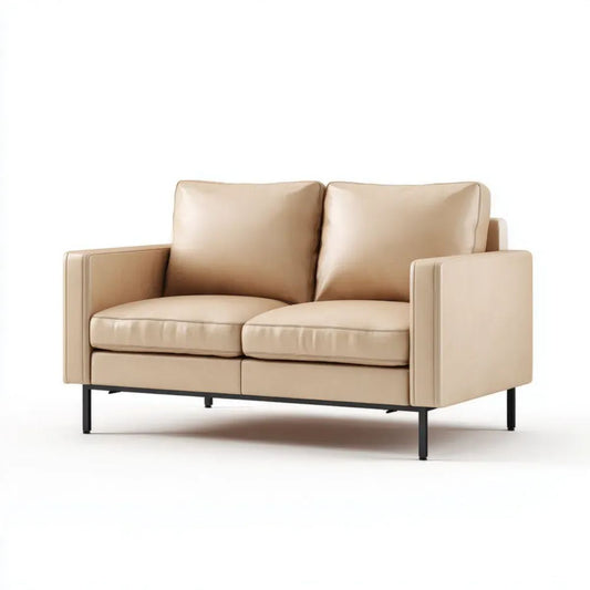 Sofa, PU syntetyczna skóra piankowa 2 piankowa fotela z czarnym metalowym nóżkami, 160 x 88 x 85 cm