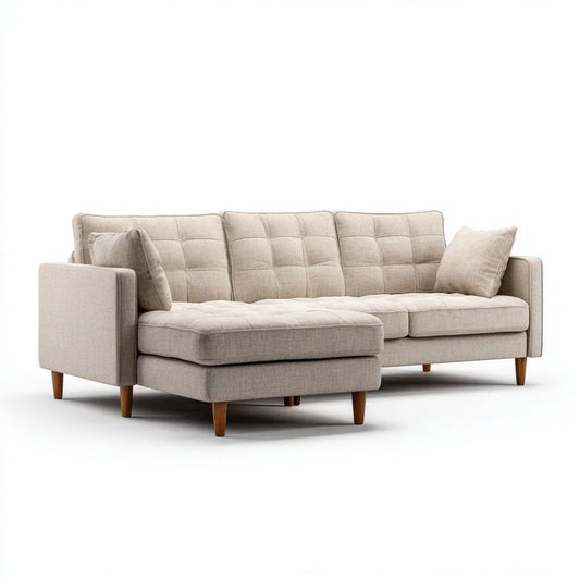 Sofa, 3-osobowa poliestrowy sofa z szezlongiem po prawej, 250 x 160 x 85 cm