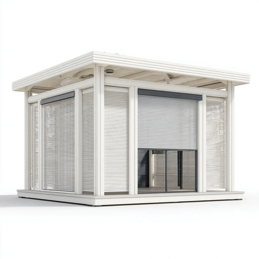 Altana lub pergola, Ogród Gazebo kwadratowy biały 300 x 300 x 270 cm w aluminium z weneckich zasłon