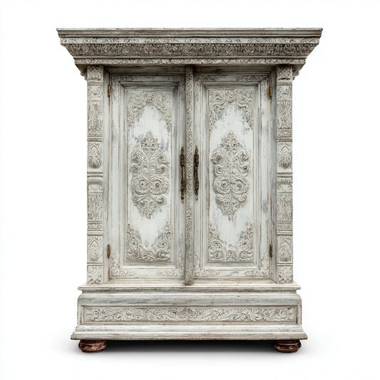 Szafa Biała 120 x 55 x 210 cm z litego drewna prostokątne z 2 drzwiami